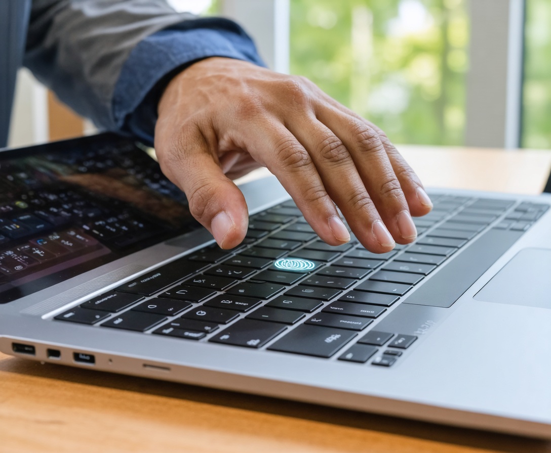 Person using a biometric scanner representing data security