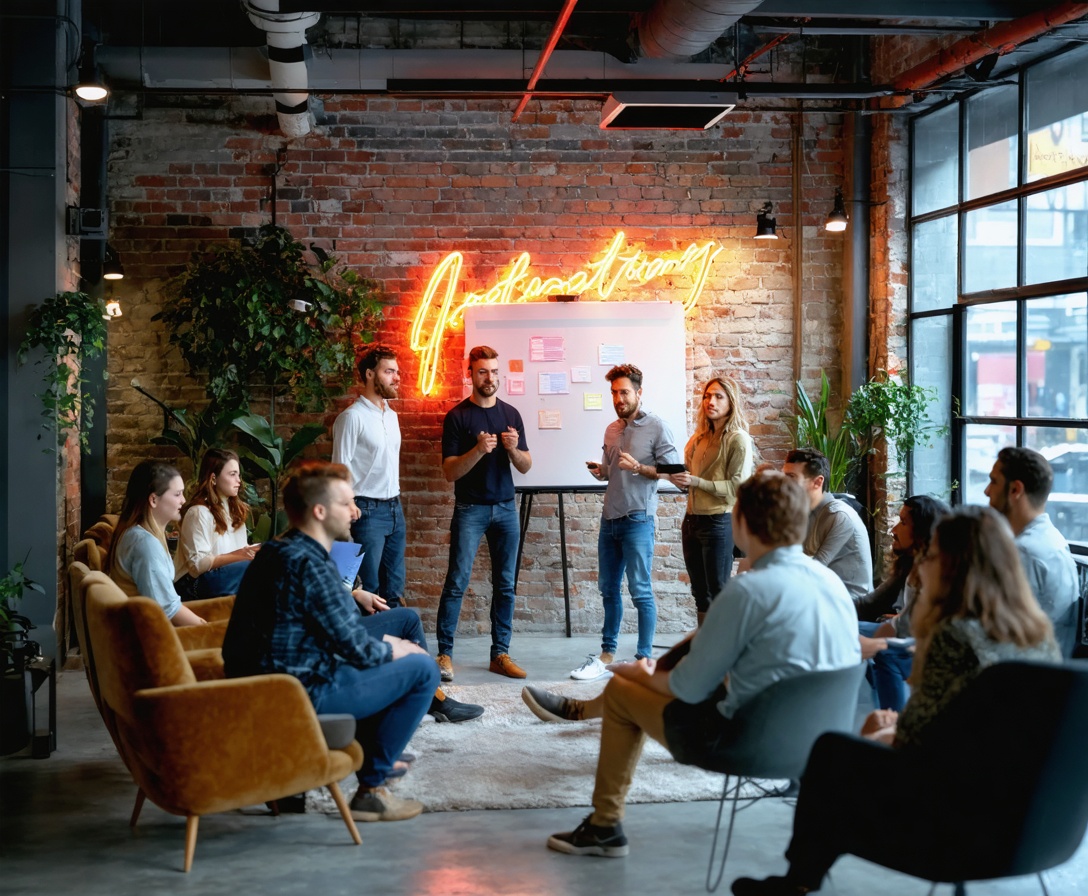 Tech Skills Lab team during a stand-up meeting in Austin